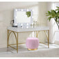 Lightmane White High Gloss Gold Vanity Desk