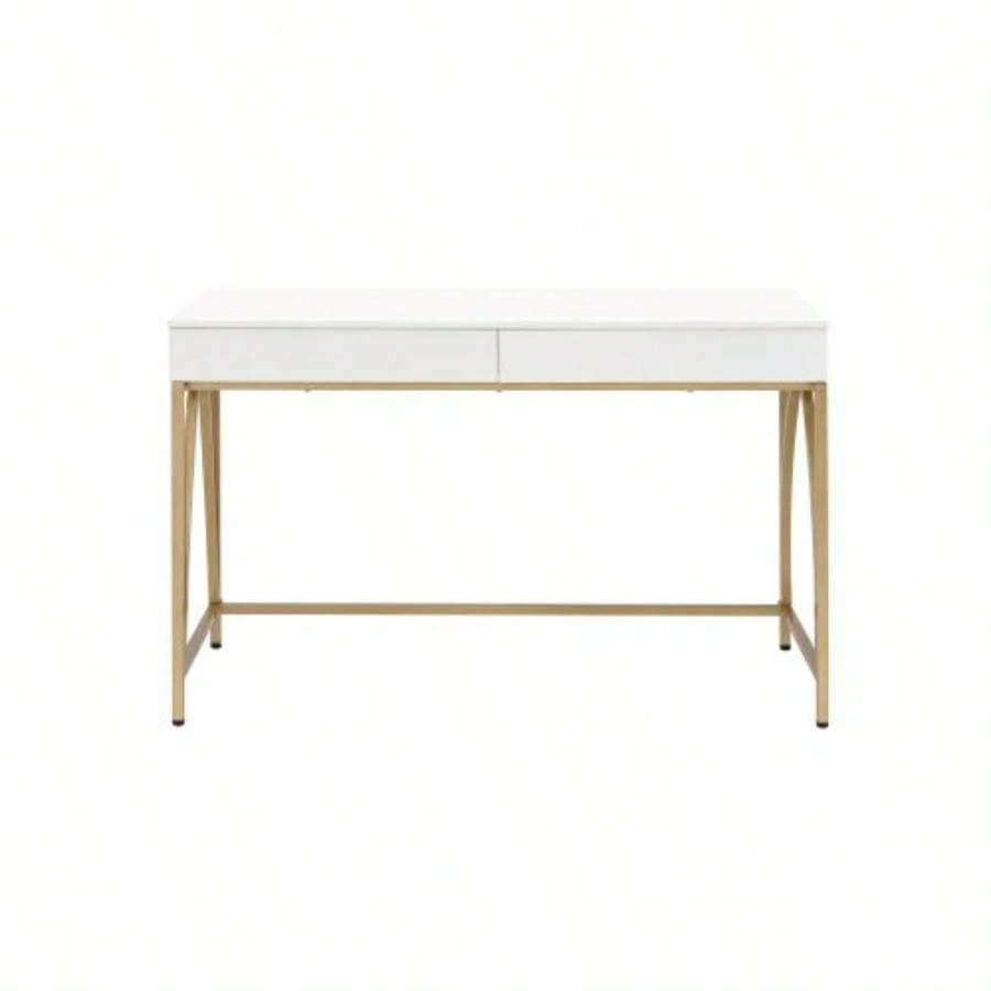Lightmane White High Gloss Gold Vanity Desk