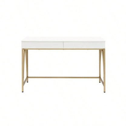 Lightmane White High Gloss Gold Vanity Desk
