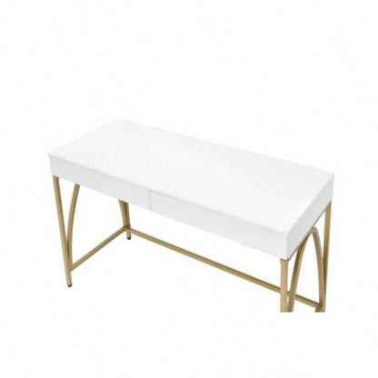 Lightmane White High Gloss Gold Vanity Desk