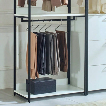 Fiona White Freestanding Walk in Wood Closet System with Metal Frame