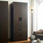 Brook Two - Door Wood Closet with Two Drawers and Hanging Bars in Dark Brown