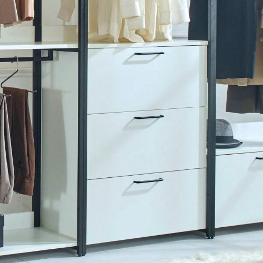 Fiona White Freestanding Walk in Wood Closet System with Metal Frame