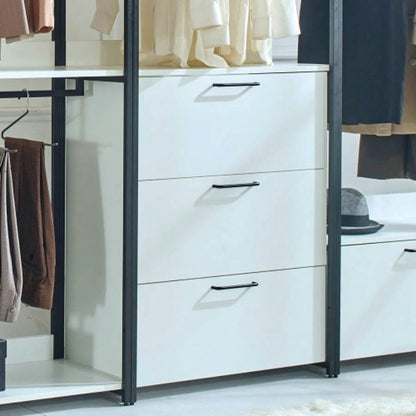 Fiona White Freestanding Walk in Wood Closet System with Metal Frame