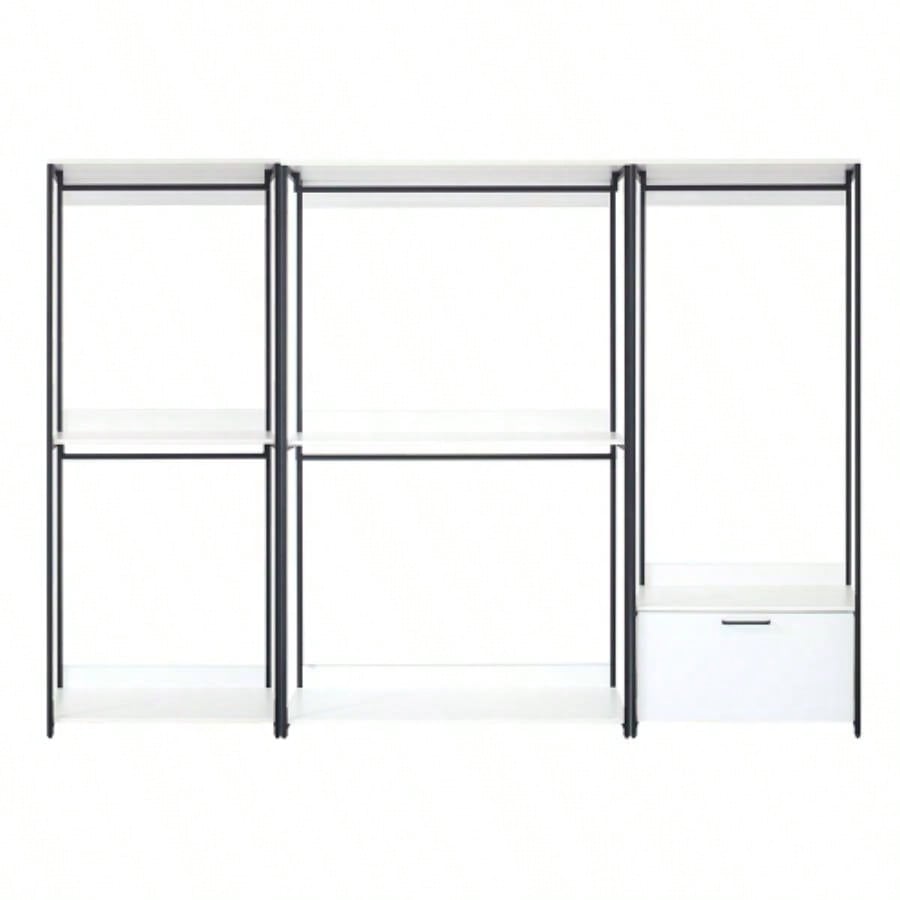 Fiona White Freestanding Walk in Wood Closet System with Metal Frame