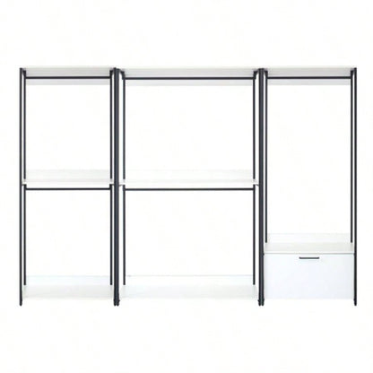 Fiona White Freestanding Walk in Wood Closet System with Metal Frame