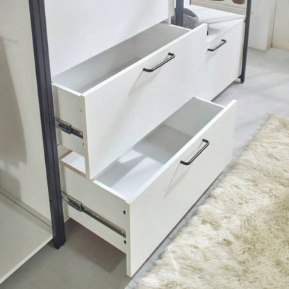 Fiona White Freestanding Walk in Wood Closet System with Metal Frame