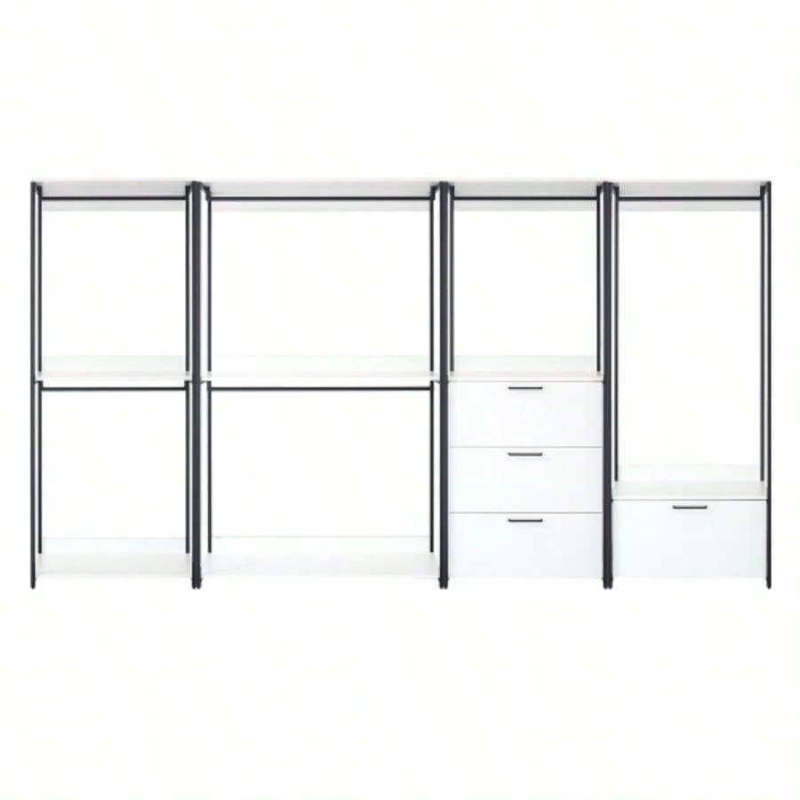 Fiona White Freestanding Walk in Wood Closet System with Metal Frame