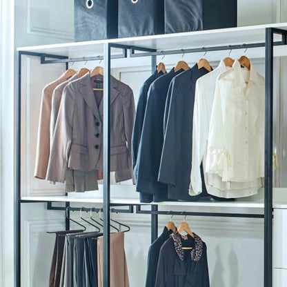 Fiona White Freestanding Walk in Wood Closet System with Metal Frame