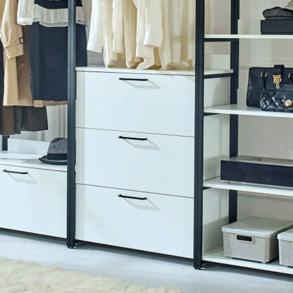 Fiona White Freestanding Walk in Wood Closet System with Metal Frame