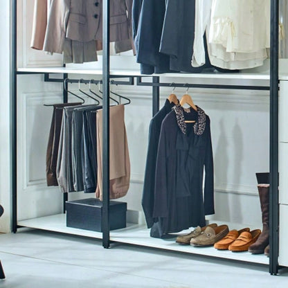 Fiona White Freestanding Walk in Wood Closet System with Metal Frame