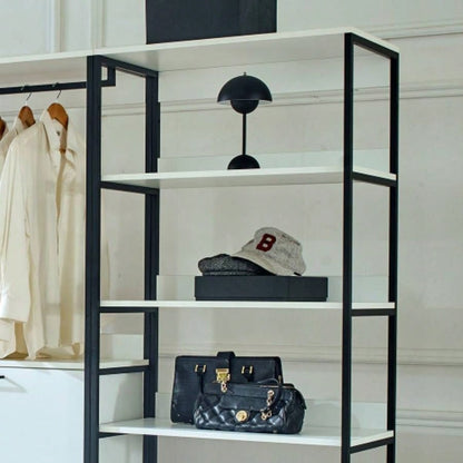 Fiona White Freestanding Walk in Wood Closet System with Metal Frame