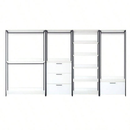 Fiona White Freestanding Walk in Wood Closet System with Metal Frame