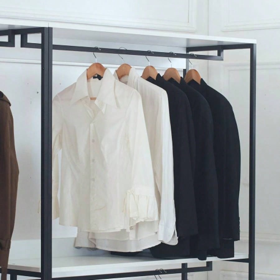 Fiona White Freestanding Walk in Wood Closet System with Metal Frame