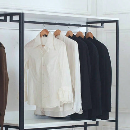 Fiona White Freestanding Walk in Wood Closet System with Metal Frame