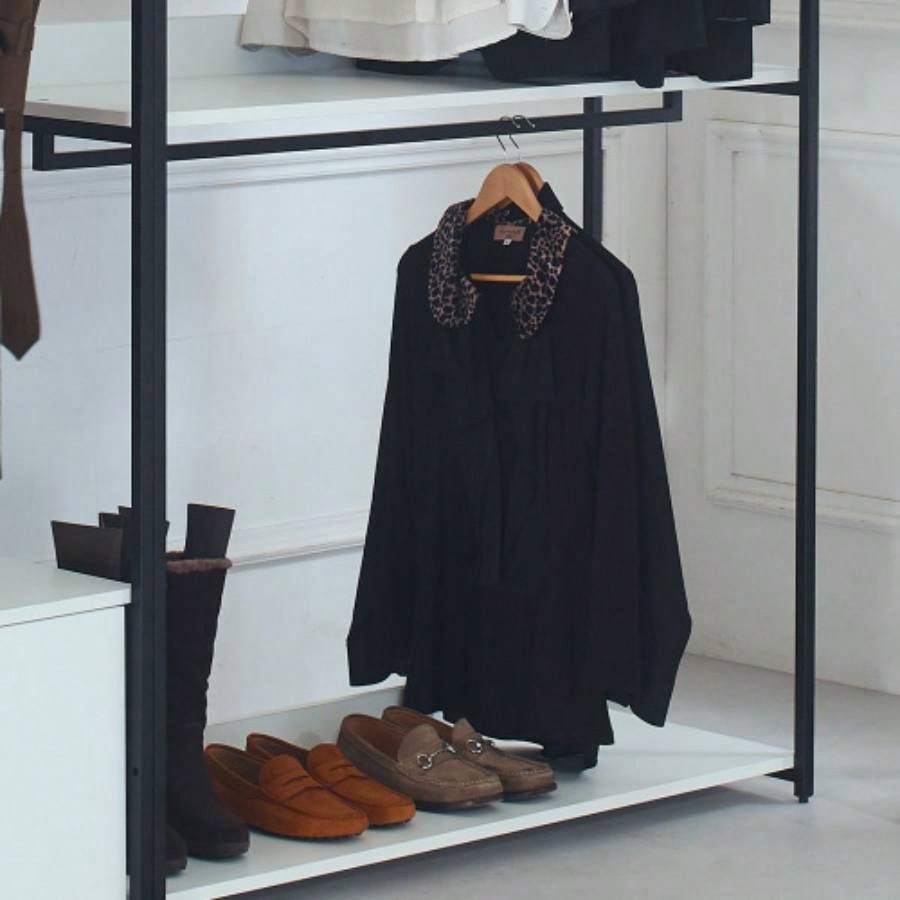 Fiona White Freestanding Walk in Wood Closet System with Metal Frame