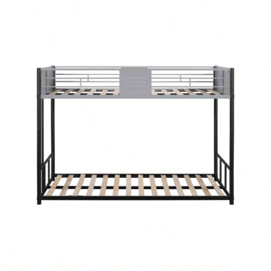 Metal Twin over Twin Bunk Bed with Vent Board/ Heavy - duty Sturdy Metal/ Noise Reduced/ Safety Guardrail/ CPC Certified
