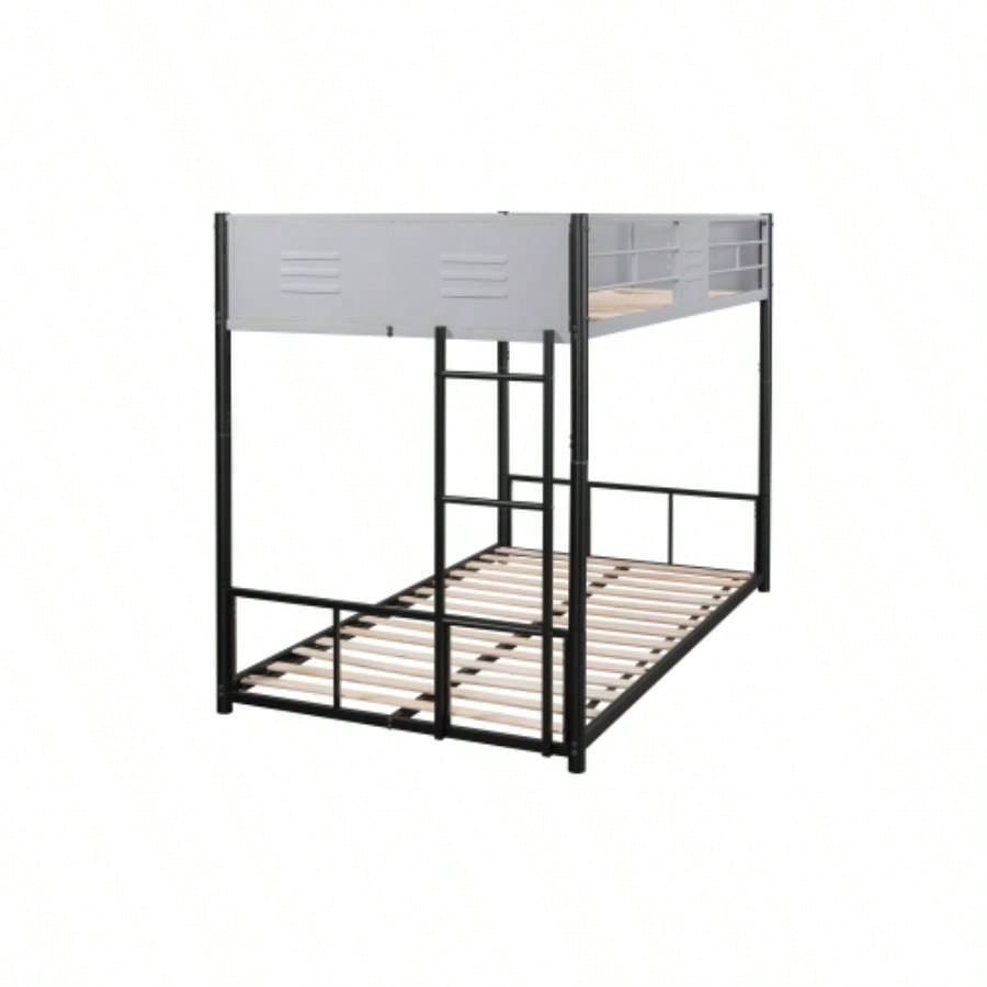 Metal Twin over Twin Bunk Bed with Vent Board/ Heavy - duty Sturdy Metal/ Noise Reduced/ Safety Guardrail/ CPC Certified