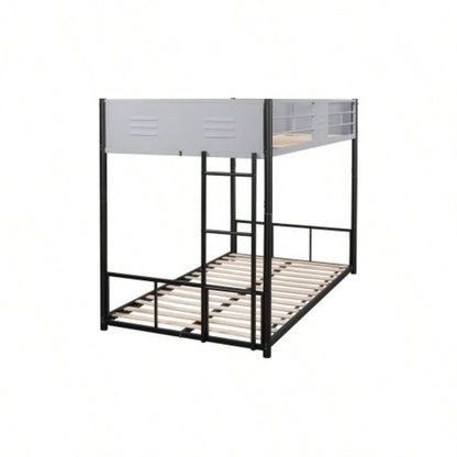 Metal Twin over Twin Bunk Bed with Vent Board/ Heavy - duty Sturdy Metal/ Noise Reduced/ Safety Guardrail/ CPC Certified