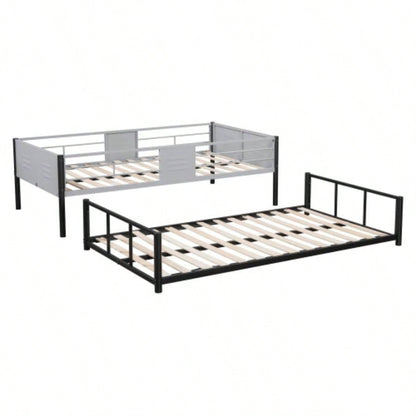 Metal Twin over Twin Bunk Bed with Vent Board/ Heavy - duty Sturdy Metal/ Noise Reduced/ Safety Guardrail/ CPC Certified