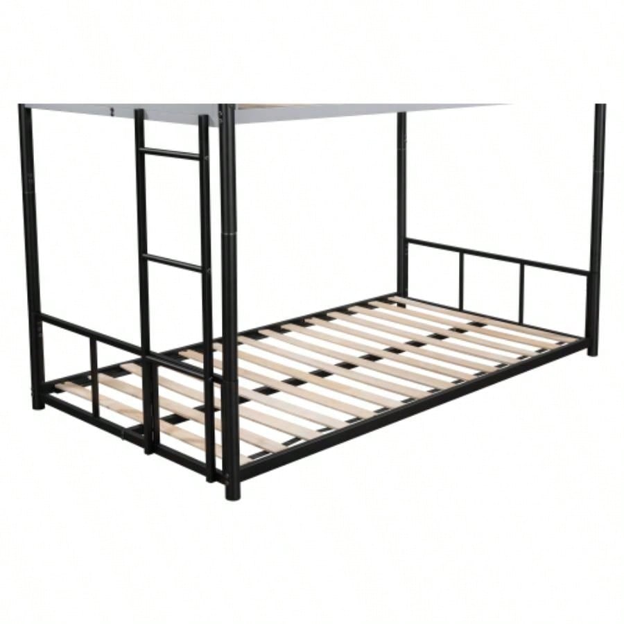 Metal Twin over Twin Bunk Bed with Vent Board/ Heavy - duty Sturdy Metal/ Noise Reduced/ Safety Guardrail/ CPC Certified
