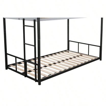 Metal Twin over Twin Bunk Bed with Vent Board/ Heavy - duty Sturdy Metal/ Noise Reduced/ Safety Guardrail/ CPC Certified