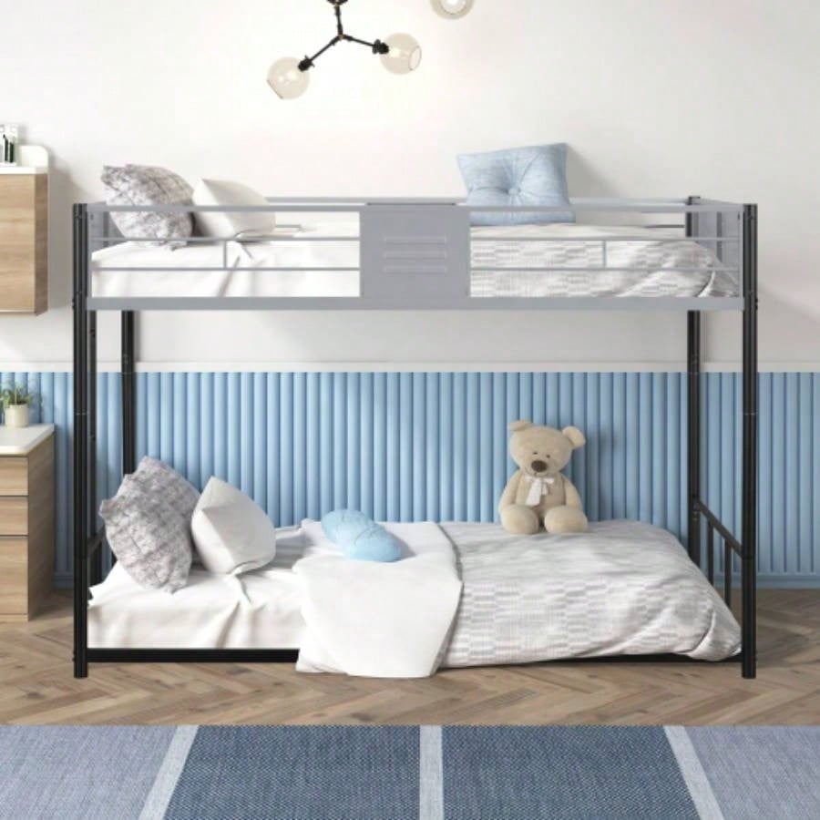 Metal Twin over Twin Bunk Bed with Vent Board/ Heavy - duty Sturdy Metal/ Noise Reduced/ Safety Guardrail/ CPC Certified