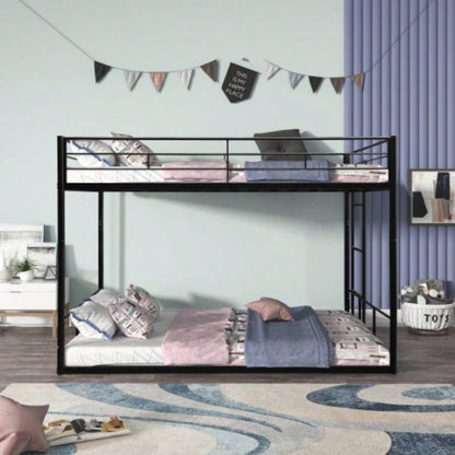 Metal Twin over Twin Bunk Bed with Vent Board/ Heavy - duty Sturdy Metal/ Noise Reduced/ Safety Guardrail/ CPC Certified