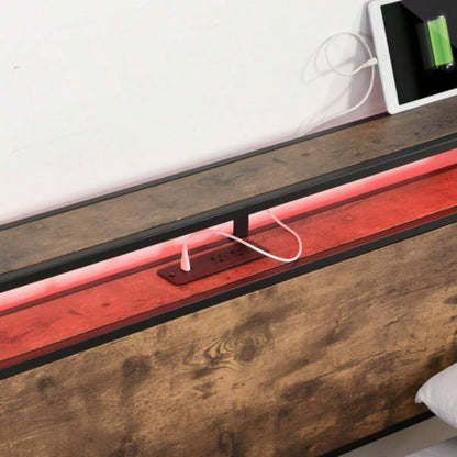Full Bed Frame, Storage Headboard with Charging Station, Solid and Stable, Noise, No Box Spring Needed, Easy Assembly
