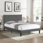 King Size Upholstered Platform Bed Frame with Button Tufted Linen Fabric Headboard, No Box Spring Needed, Wood Slat Support, Easy Assembly, Gray