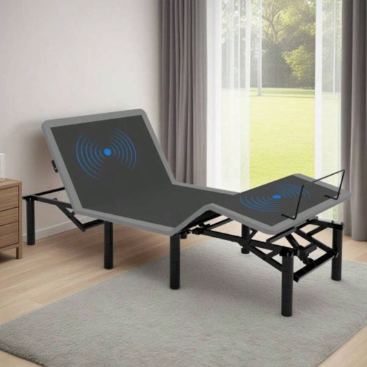 Adjustable Bed Frame with Massage Foot Incline Twin XL Size Wireless Remote, two types of USB ports: Type - A and Type - C, LED Night Light, 4 Height - Adjustable Easy assembly
