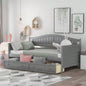 Twin Wooden Daybed with 2 drawers, Sofa Bed Bedroom Living Room, No Box Spring Needed, Gray