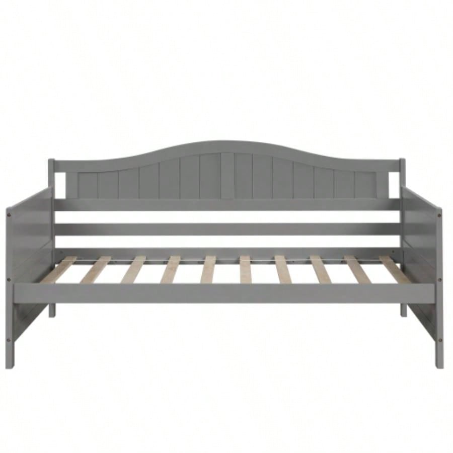 Twin Wooden Daybed with 2 drawers, Sofa Bed Bedroom Living Room, No Box Spring Needed, Gray