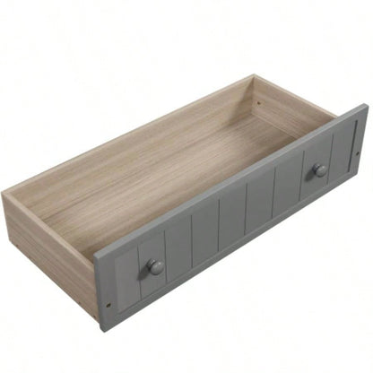 Twin Wooden Daybed with 2 drawers, Sofa Bed Bedroom Living Room, No Box Spring Needed, Gray