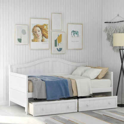 Twin Wooden Daybed with 2 drawers, Sofa Bed Bedroom Living Room, No Box Spring Needed, Gray