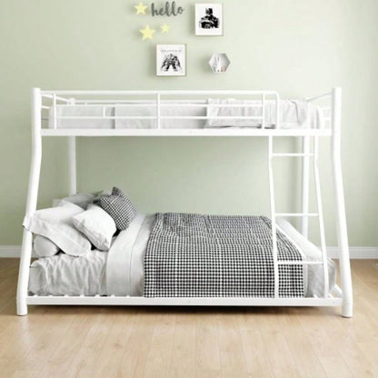 Metal Bunk Bed Twin Over Full Size with Removable Stairs, Heavy Duty Sturdy Frame with 12 Under - Bed Storage Teen Adults, Teens, No Box Spring Needed, White