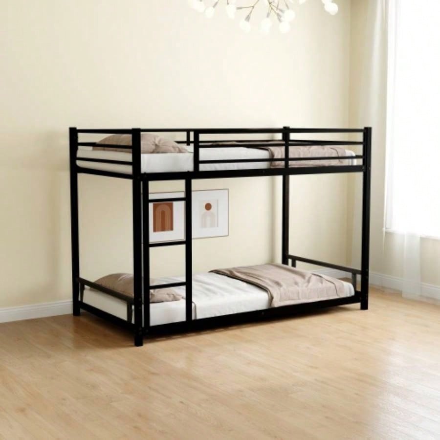 Metal Bunk Bed Twin Over Full Size with Removable Stairs, Heavy Duty Sturdy Frame with 12 Under - Bed Storage Teen Adults, Teens, No Box Spring Needed, White