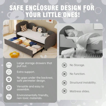 Twin Size Twin Size Bed frames With An Another Bed frame, Velvet Upholstered Daybed, Modern Sofa Bed Daybed Frame Bedroom Living Room, Suitable Living Room, Kids Room, Bedroom Ddry Gray