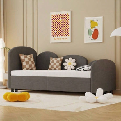 Twin Size Twin Size Bed frames With An Another Bed frame, Velvet Upholstered Daybed, Modern Sofa Bed Daybed Frame Bedroom Living Room, Suitable Living Room, Kids Room, Bedroom Ddry Gray