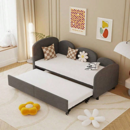 Twin Size Twin Size Bed frames With An Another Bed frame, Velvet Upholstered Daybed, Modern Sofa Bed Daybed Frame Bedroom Living Room, Suitable Living Room, Kids Room, Bedroom Ddry Gray