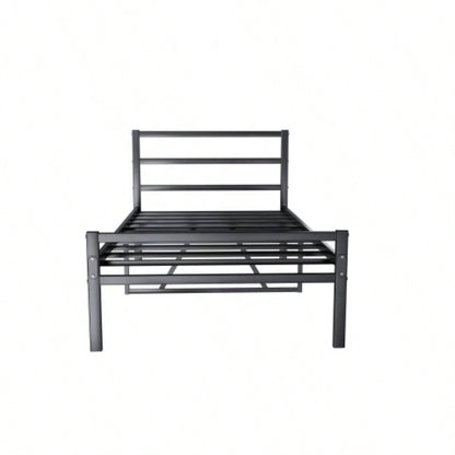 Metal Platform Bed frame with Headboard, Sturdy Metal Frame, No Box Spring NeededTwin