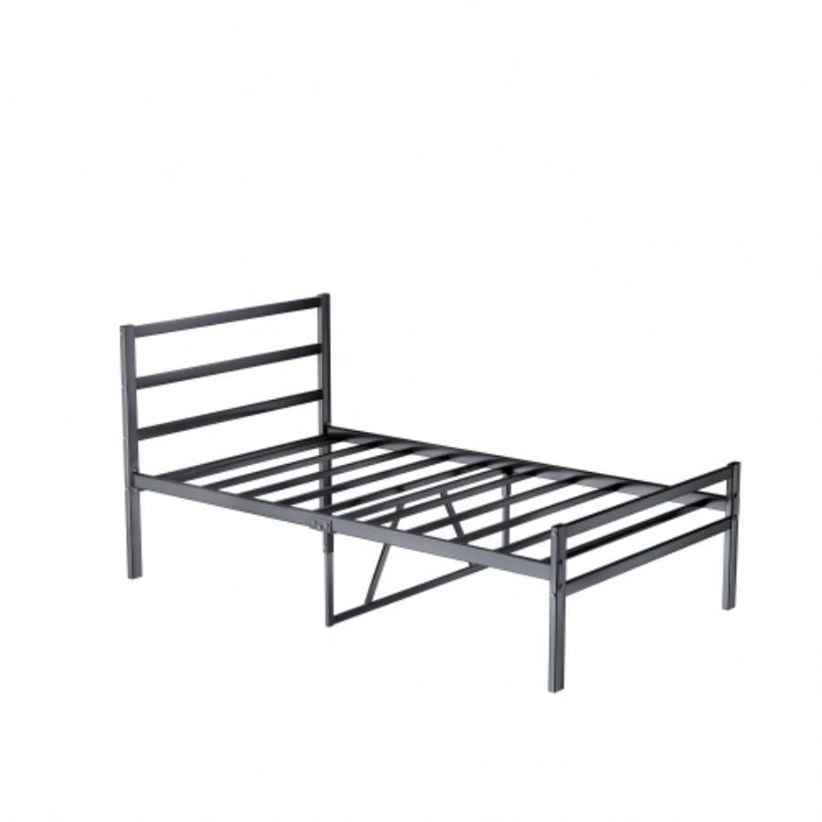 Metal Platform Bed frame with Headboard, Sturdy Metal Frame, No Box Spring NeededTwin