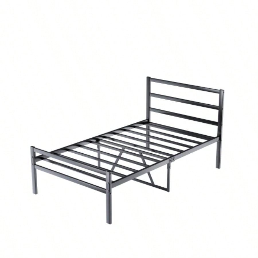 Metal Platform Bed frame with Headboard, Sturdy Metal Frame, No Box Spring NeededTwin