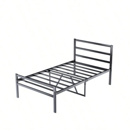 Metal Platform Bed frame with Headboard, Sturdy Metal Frame, No Box Spring NeededTwin