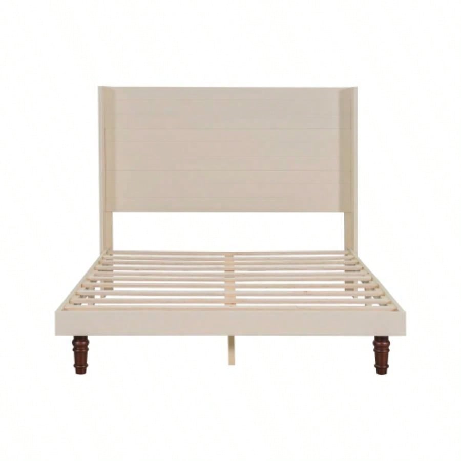 Stylish High Headboard Bed, 54 High Headboard, High Quality, Comfortable High Back Design Reading or Relaxing, Size, Beige