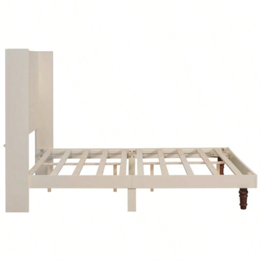 Stylish High Headboard Bed, 54 High Headboard, High Quality, Comfortable High Back Design Reading or Relaxing, Size, Beige