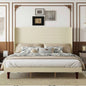Stylish High Headboard Bed, 54 High Headboard, High Quality, Comfortable High Back Design Reading or Relaxing, Size, Beige