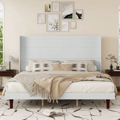 Stylish High Headboard Bed, 54 High Headboard, High Quality, Comfortable High Back Design Reading or Relaxing, Size, Beige