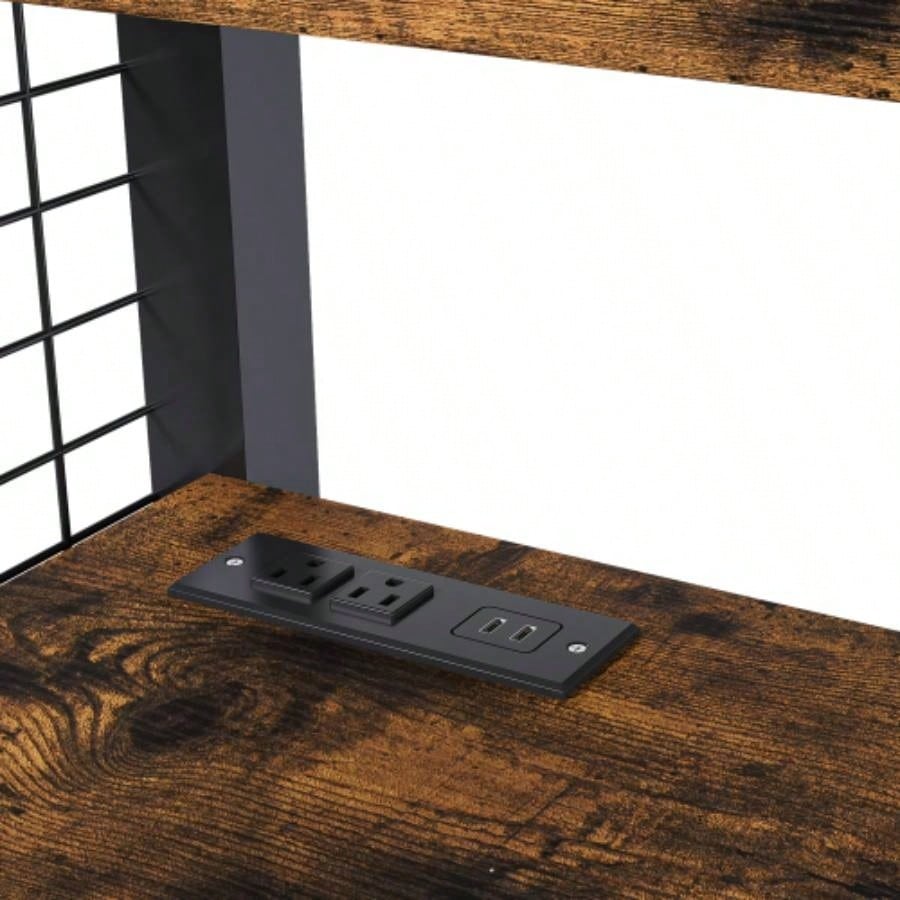 Full - Size Loft Bed/Desk Wardrobe - Heavy Metal Frame, Built - In Staircase, Storage Rack Shelves - Gaming Bed Adults/Teens Black - Computer Desk/USB Outlet Black