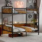 Twin XL over Twin XL Metal Bunk Bed, Industrial Detachable Bunkbeds with Safety Guard Rails Teens, BlackOld SKU W2580P266269